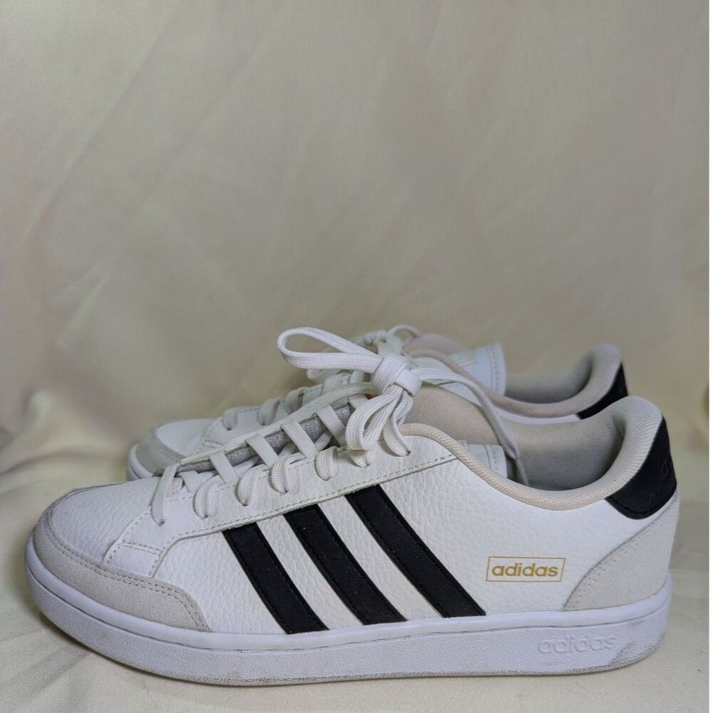 Adidas Grand Court Men's 9.5 White Black Leather Sneakers FW3277